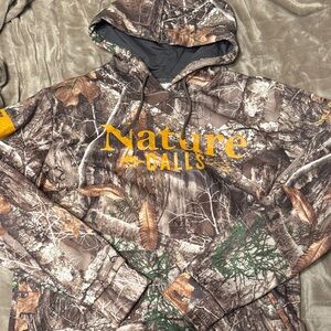 Grunt Style Camouflage Hoodie with Orange Print